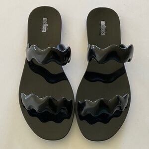 MELISSA Wind Sandals Black PVC Vegan Size 8 NEW